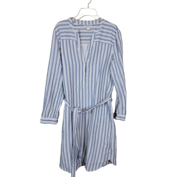 J. Crew Mercantile Belted Shirt Dress Women's Small Blue White Striped Lined - Picture 1 of 6